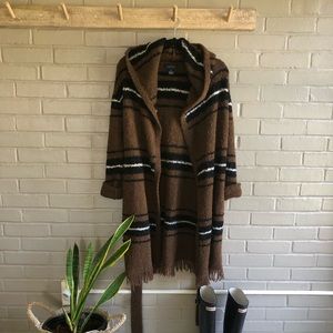 Barneys NY Alpaca Long Hooded Cardigan Sweater